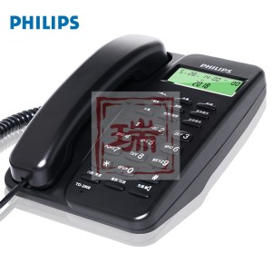 飞利浦（PHILIPS）TD-2808 有绳电话机 免电池/来电显示电话机/商务办公座机/免提电话机（黑色）